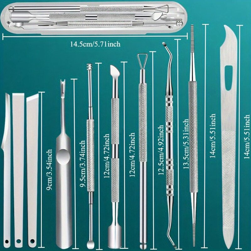 Pedicure Tool Set - 10pcs Stainless Steel Dead Skin Fork Foot Scraper Ear Scoop