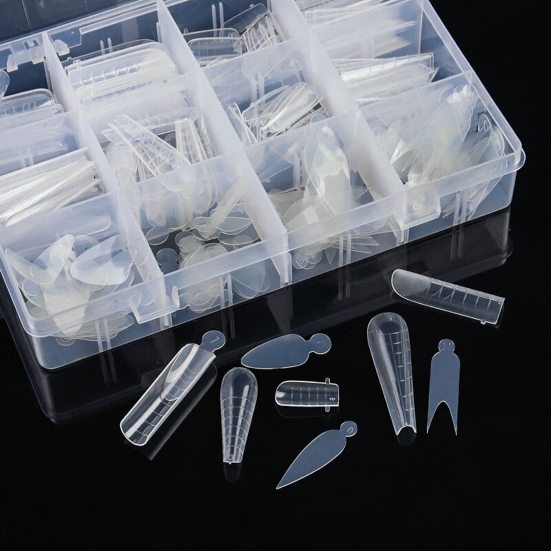 288PCS Nail Tips Set - 12 Styles Full Cover Square Stiletto with Display Stand
