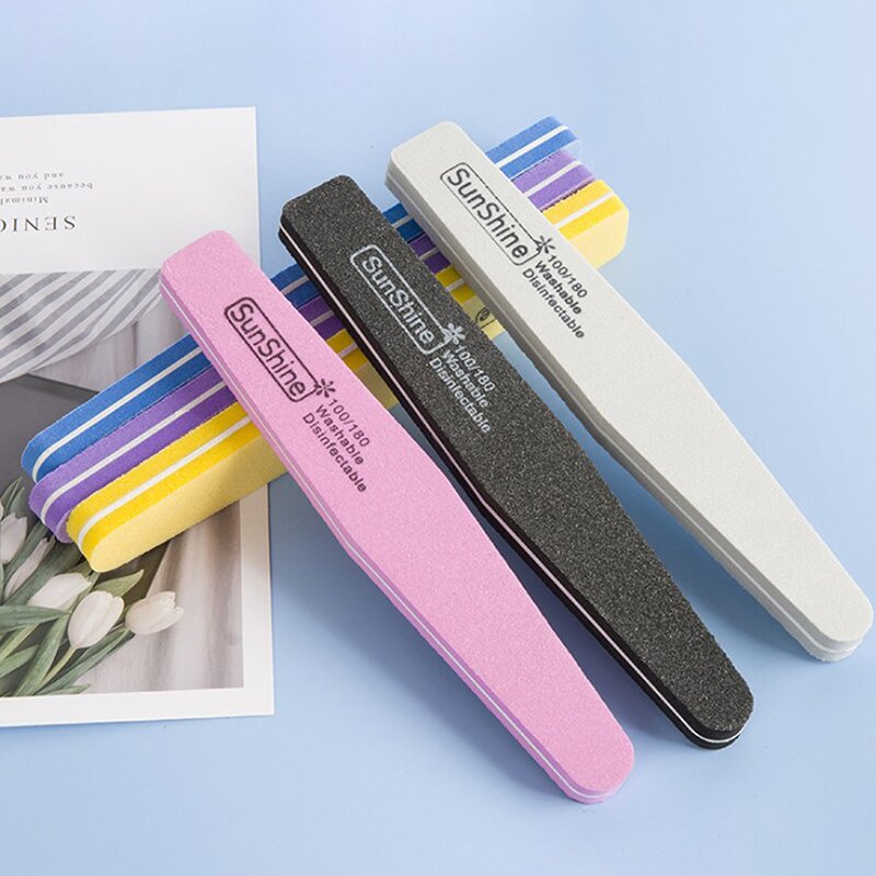 Sponge Nail File - Professional Double-Sided Washable 100/180 Custom Logo Tool