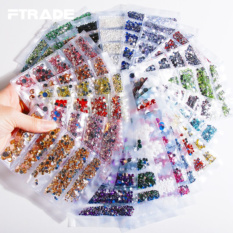 Round Rhinestones - 6 Grids Colorful 3D DIY Resin Jewelry Crystals Nail Decor