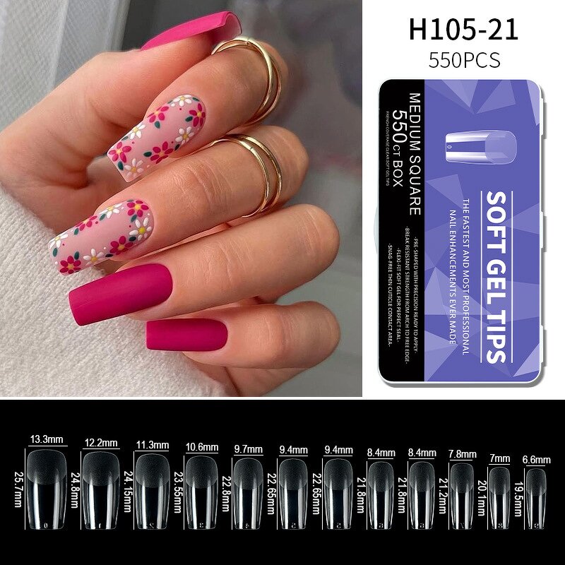 Soft Gel Nail Tips - Semi Matte Almond French Coffin Full Cover Ultra Thin Tips