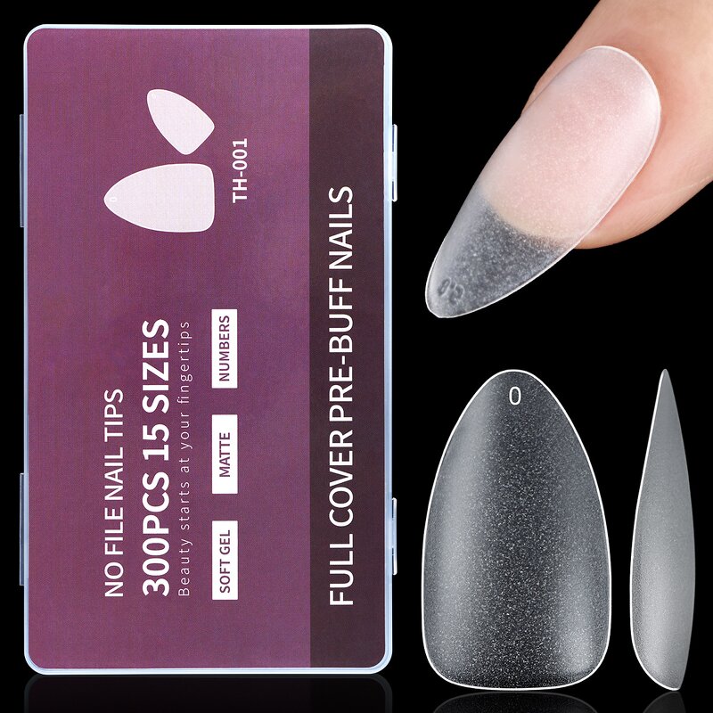 Matte Soft Gel Tips - 300PCS Full Cover No File False Nail Tips Box Packing