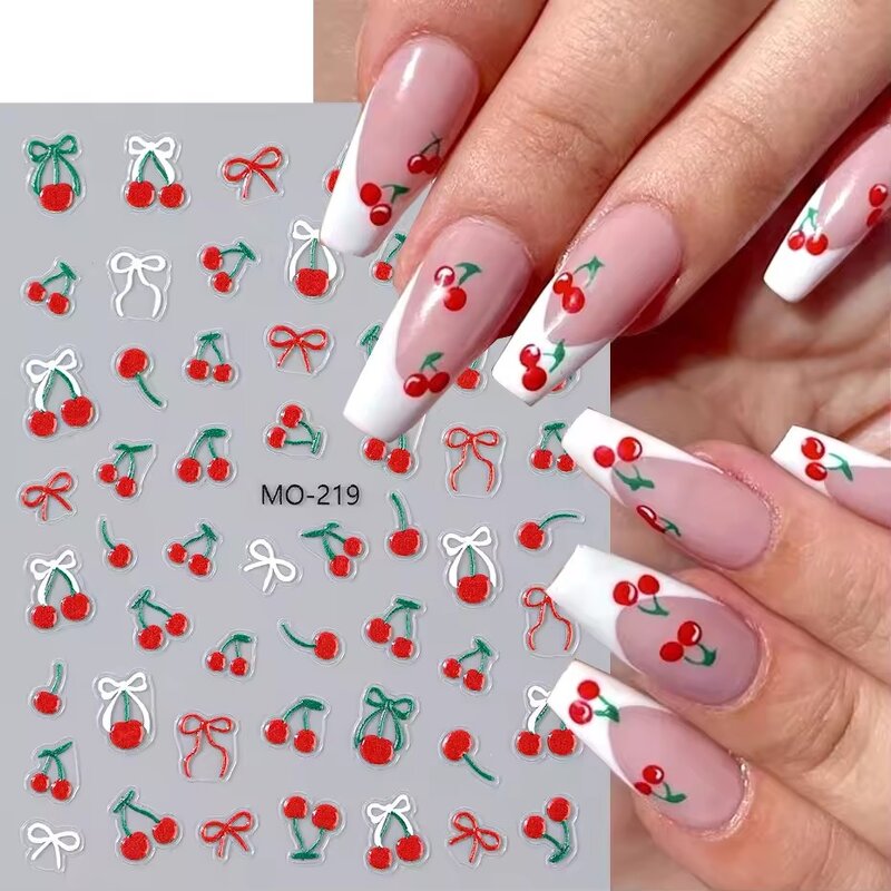 Semi Cured Gel Stickers - 5D Luxury Floral Butterfly Cherry UV Art Nail Tool