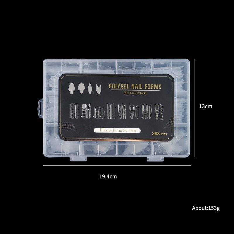 288PCS Nail Tips Set - 12 Styles Full Cover Square Stiletto with Display Stand