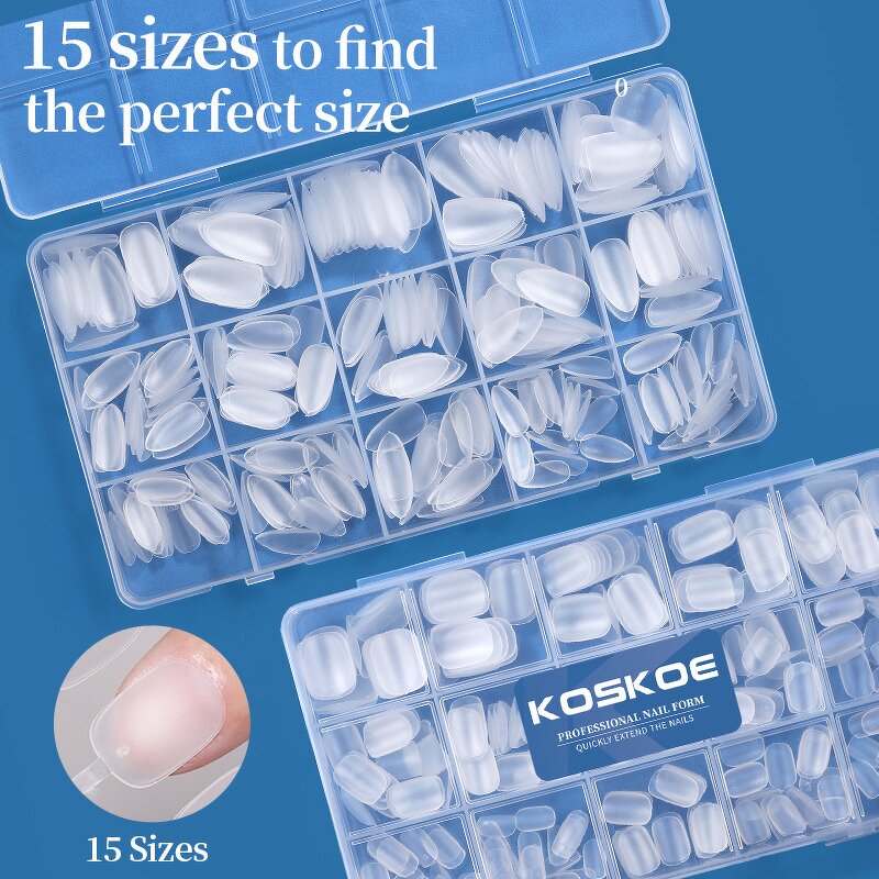 Matte Soft Gel Tips - 300pcs Short Square Coffin Full Cover Clear Press on