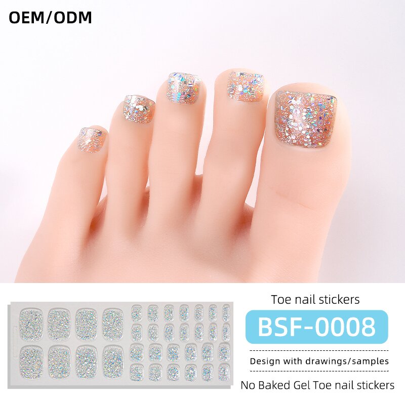 Press on Nail Stickers - Strongest Glue French Design Toes 3D Gel Art Salon Tool