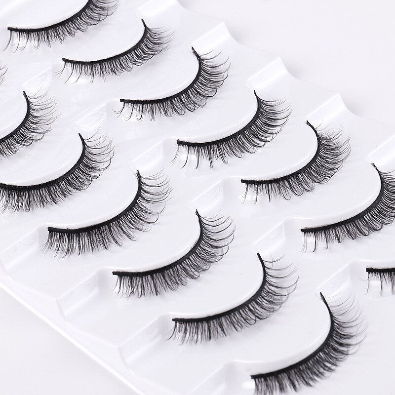 Cat Eye Lashes - 5 Pairs Fluffy Winged 6D Strip Faux Mink Mixed Length Tool