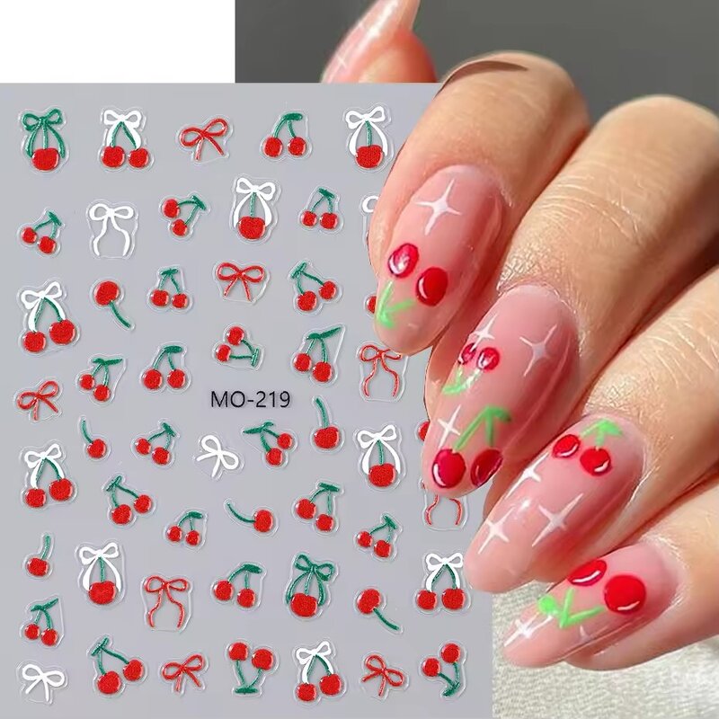 Semi Cured Gel Stickers - 5D Luxury Floral Butterfly Cherry UV Art Nail Tool
