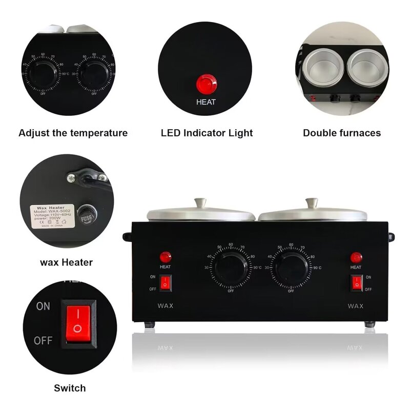Dual Wax Pots Heater - Professional Electric Waxing Machine Salon Beauty Tool
