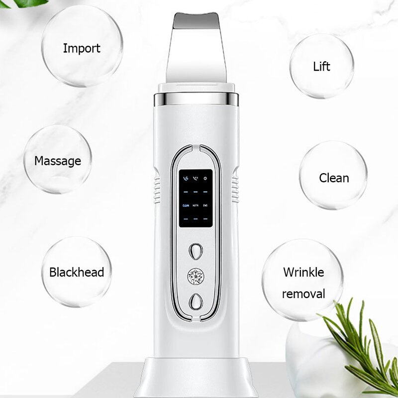 Ultrasonic Skin Scrubber - Hand Held Waterproof Facial Cleansing Pore Deep Cleaner