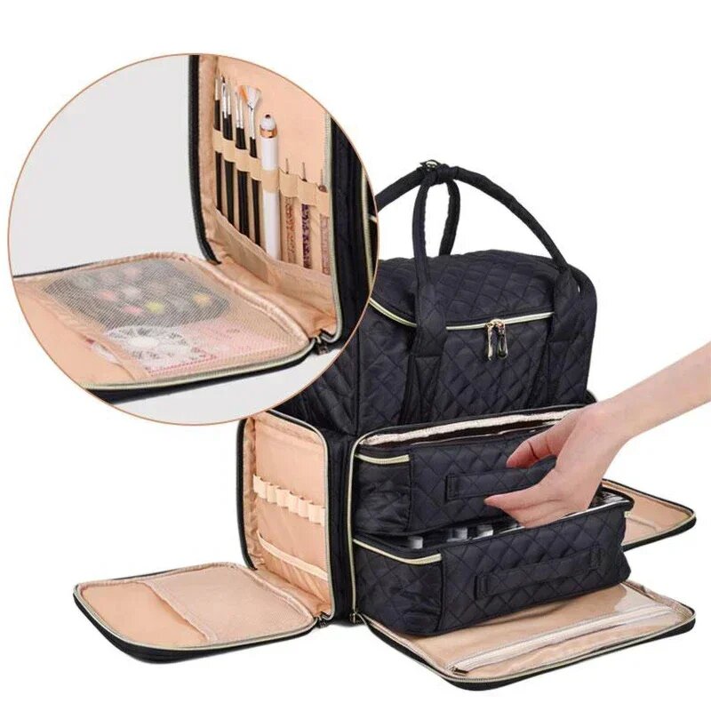 Double Layer Nail Organizer - Oyanail Portable Polyester Travel Storage Bag