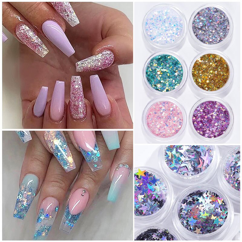 Nail Glitter Set - Hot Sale Ins Gold Silver Heart Butterfly Patch DIY Decor
