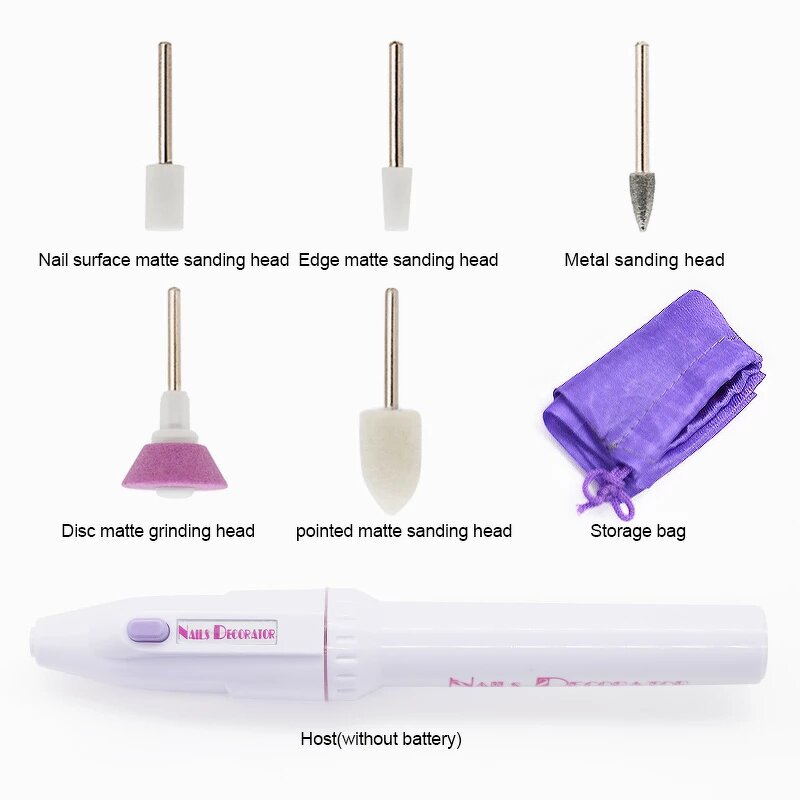 Mini Electric Nail Drill Pen - Low Noise 5 Polishers Set Manicure Pedicure Tool