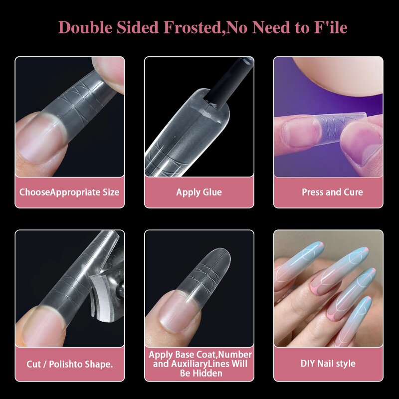 Stiletto Nail Extension Tips - 240pcs Guiding Line Full Cover Positioning Tool
