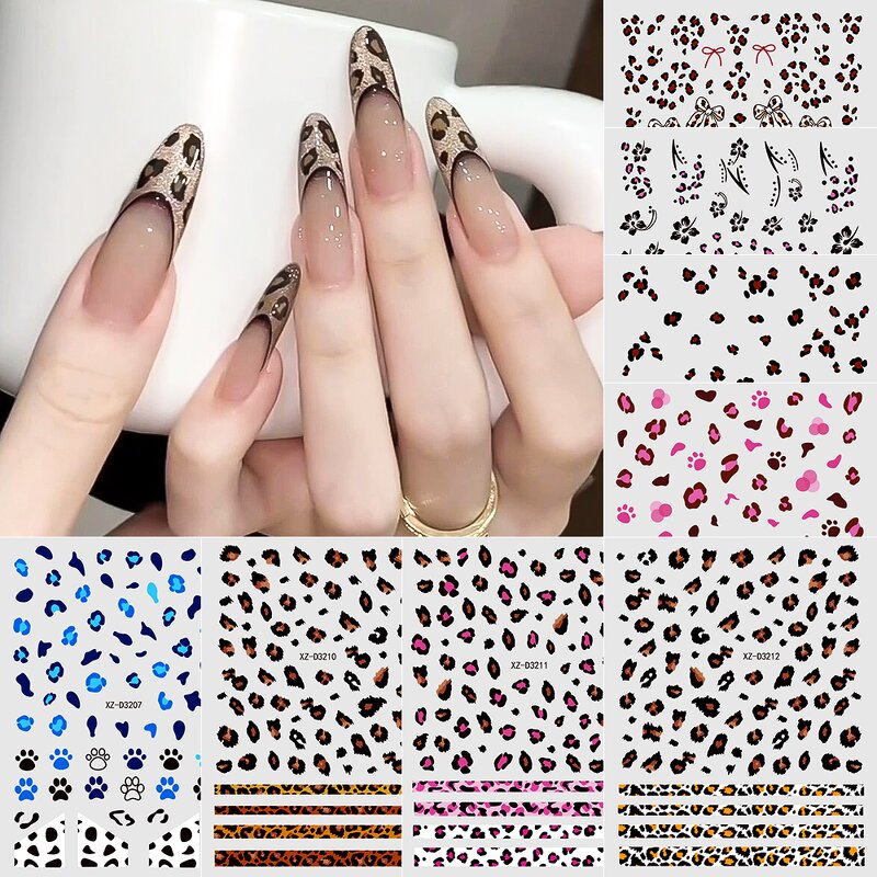 2D Leopard Nail Stickers - Wholesale UV Gel Transfer Polish Semi Cured Sheet