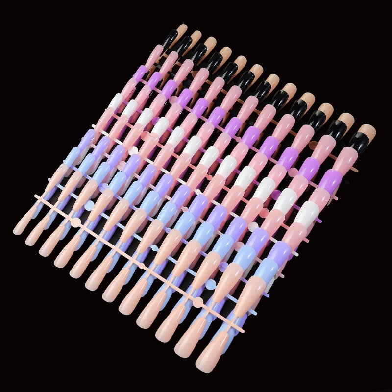10xl Nail Tips Display - French Style Square Stiletto for Acrylic Gel X Tool