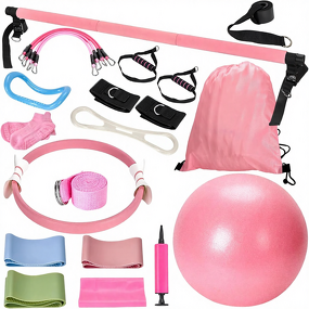 Pilates Beginner Kit - 9-Piece Yoga Ball Resistance Bands Home Bodybuilding Set