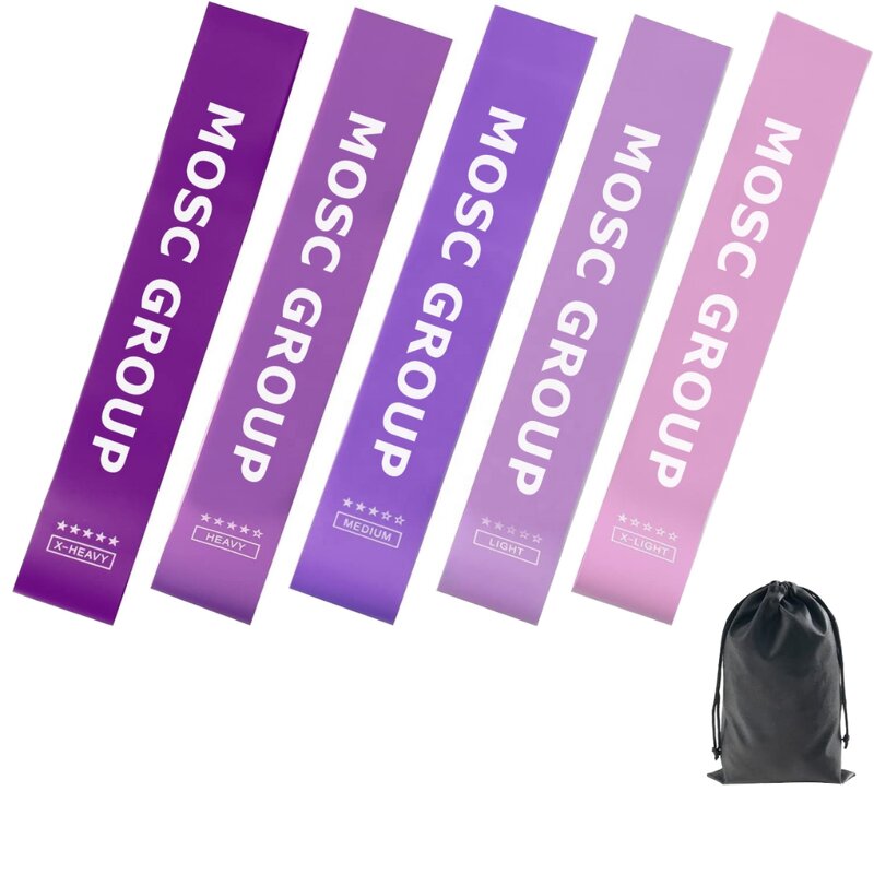 Yoga Resistance Bands - 5 Pack 12-Inch High Elastic Colorful Latex Rubber Stretch Set