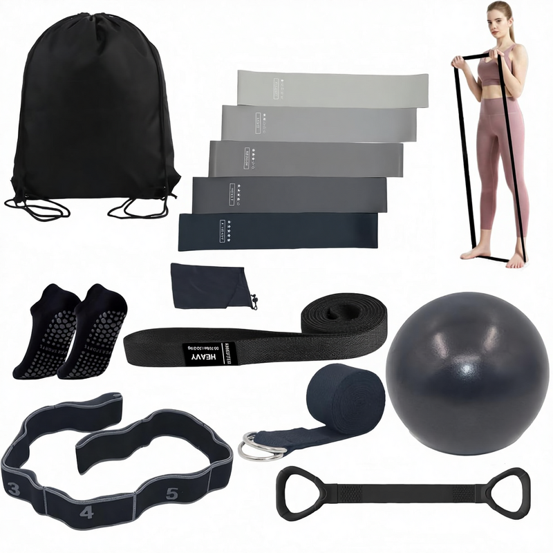 Portable Pilates Kit - Ring Ball Yoga Socks Exercise Bands Home Workout Essentials