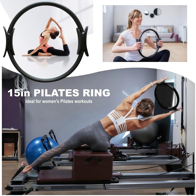 Women's Pilates Gym Kit - 15 Ring Ball Set Booty Bands Figure 8 Abs Workout