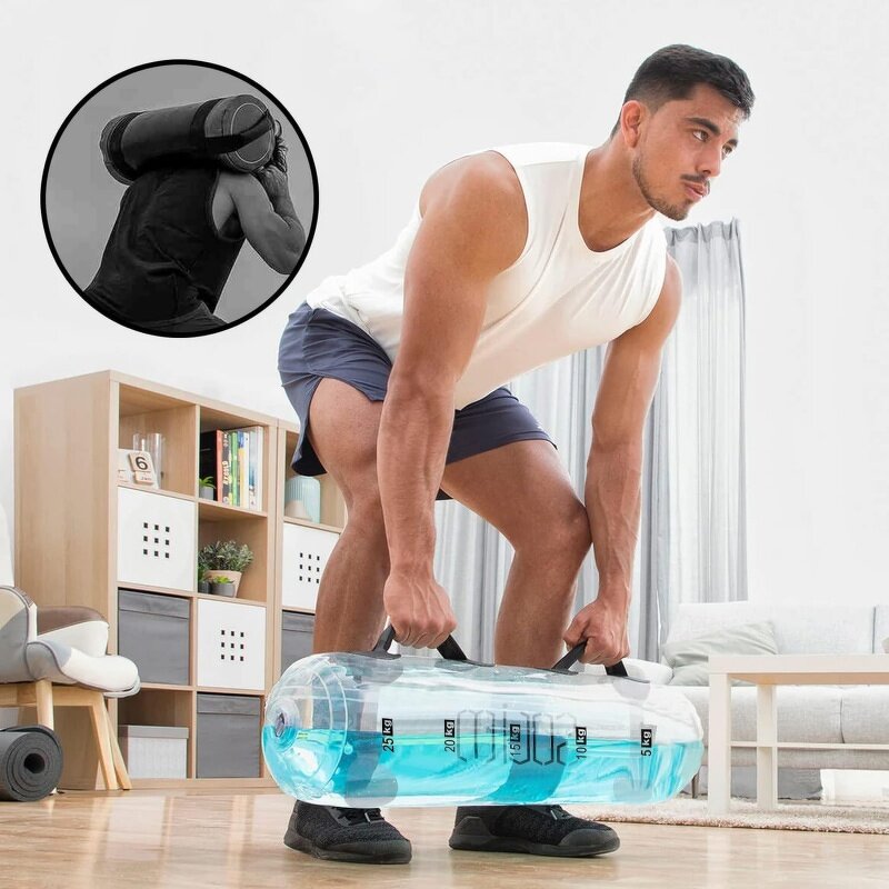 Portable Water Weights - Adjustable Sand Bag Alternative Stability Indoor Outdoor Fitness