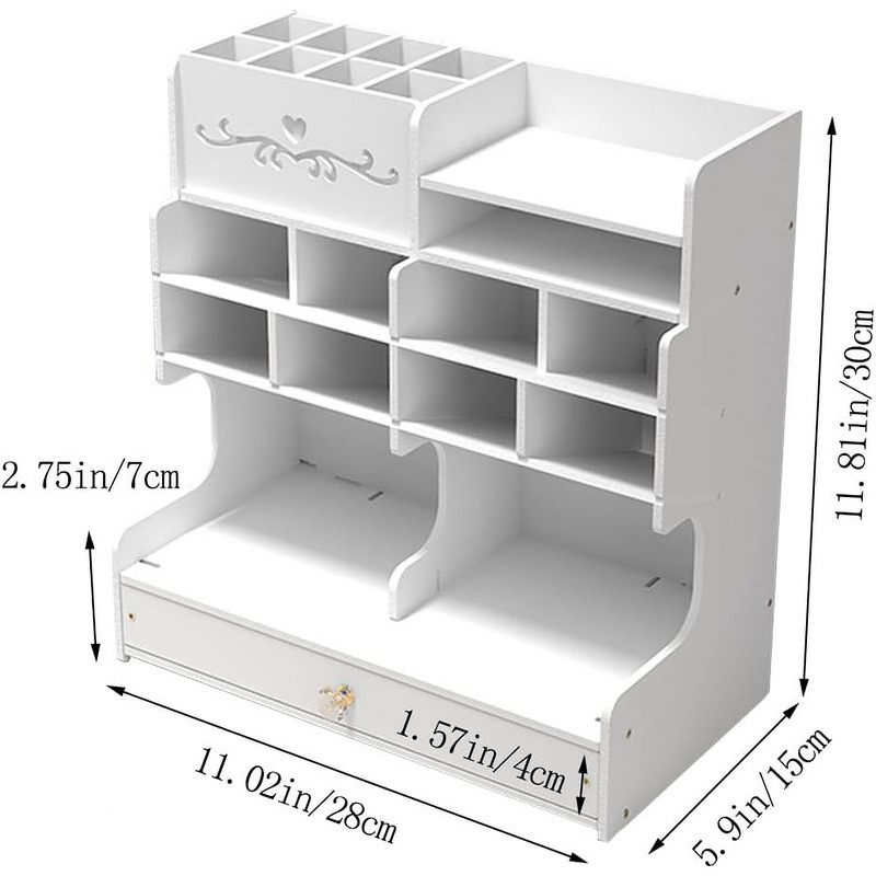 Pen Holder Storage Box - 4-Layer Grid Dustproof Moisture-proof Portable Marker Desk Organizer