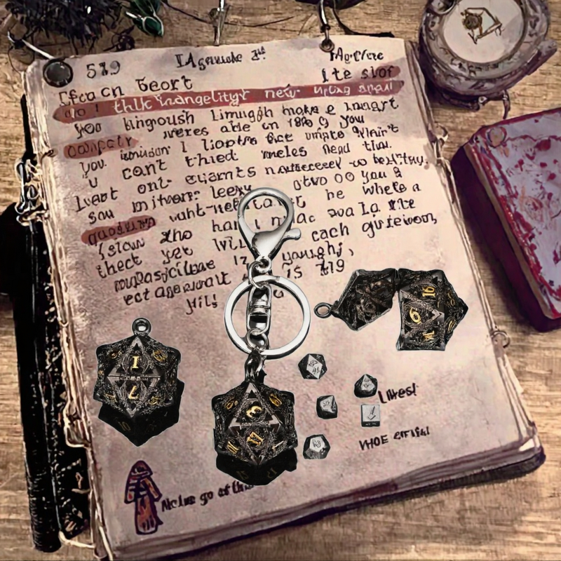 DND Dice Keychain - Mini 6mm Copper Polyhedral Dragon Collection RPG Tabletop Game
