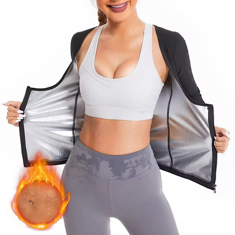 Women's Sweat Sauna Vest - Zipper Camisole Yoga Top Abdominal Control Body Shaping