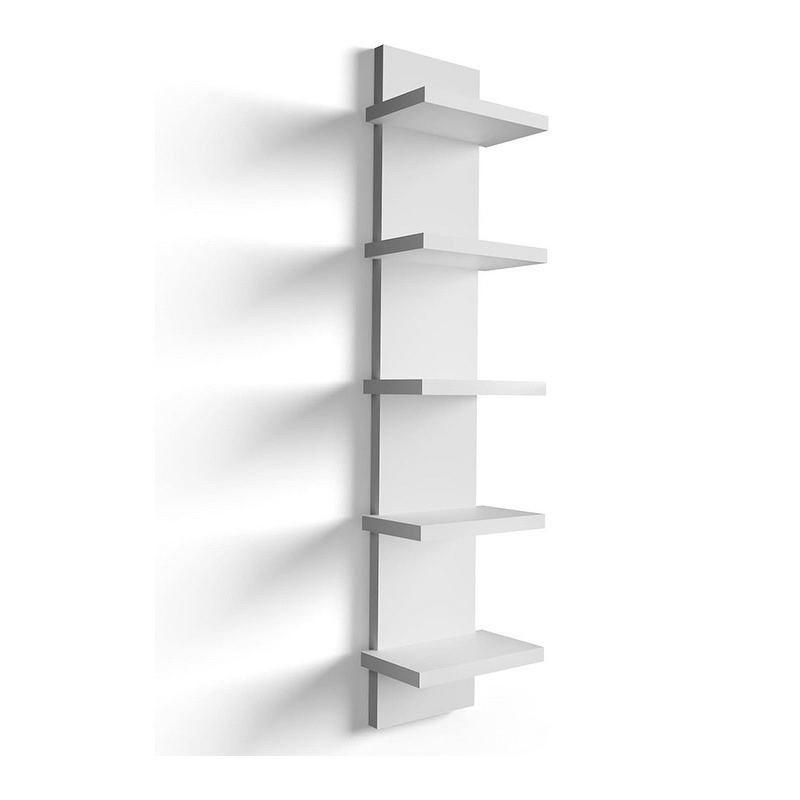 Wall-Mounted Bookshelf - 5-Tier Wood-Plastic Board Dustproof Moisture-Proof Living Room Rack