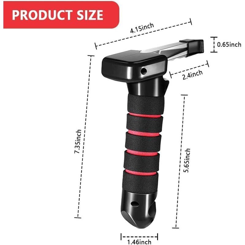 Car Safety Hammer - Self-Defense Window Breaker Door Cane Handle Mobility Aid