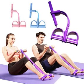 TPE Resistance Bands Set - Ebest 4-6 Tube Stretch Foot Pedal Ankle Sit Pull Rope