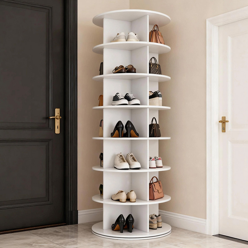 Rotating Shoe Rack - Modern Non-Folding Engraved Floor-Standing Multi-Layer Bag Display