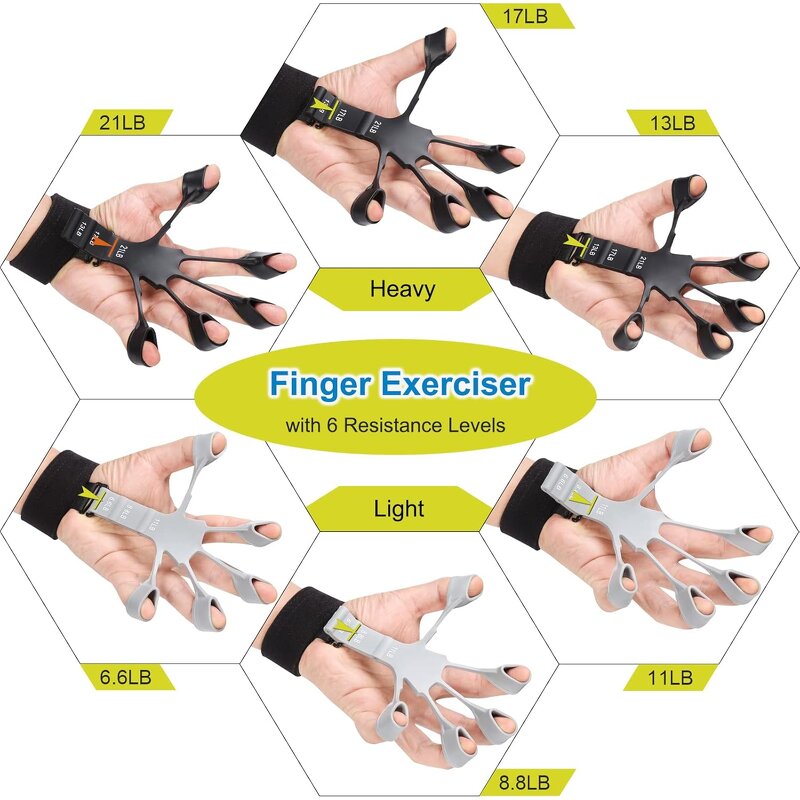Silicone Hand Grip Kit - 5 Pack Finger Exerciser Forearm Relief Ball Muscle Building