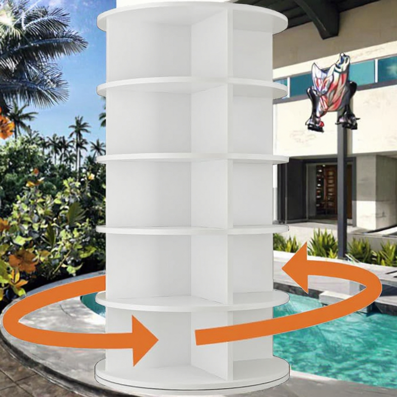 360 Shoe Carousel - Customized 5-Tier Plastic Rotating Tower Storage Cabinet Rack