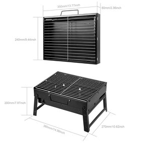 Garden BBQ Grill - Ebest EY Rectangular Charcoal Foldable Camping Cooking Rack