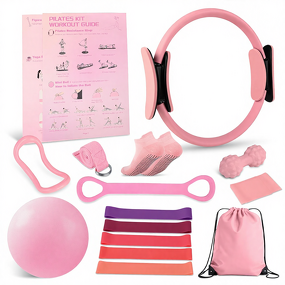 Home Pilates Kit - Women 9"&12" Yoga Ball Figure 8 Band Ring Beginners Set