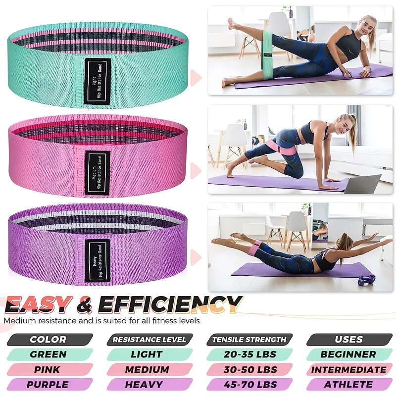 Women's Booty Exercise Belt - Non-Slip Elastic Adjustable 15-30kg Polyester Band