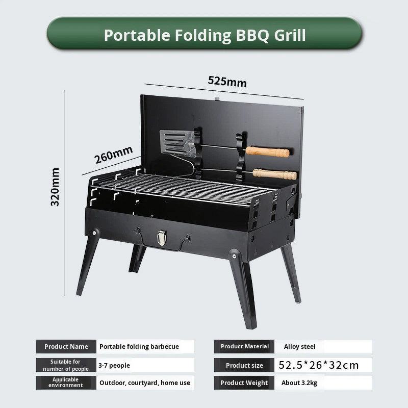 Folding BBQ Grill - Manufacturer Wholesale Windproof Outdoor Picnic Camping Rack 1015