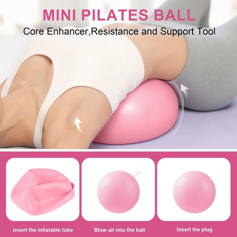 Home Pilates Kit - Women 9"&12" Yoga Ball Figure 8 Band Ring Beginners Set