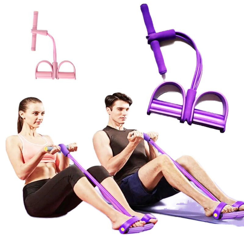TPE Resistance Bands Set - Ebest 4-6 Tube Stretch Foot Pedal Ankle Sit Pull Rope