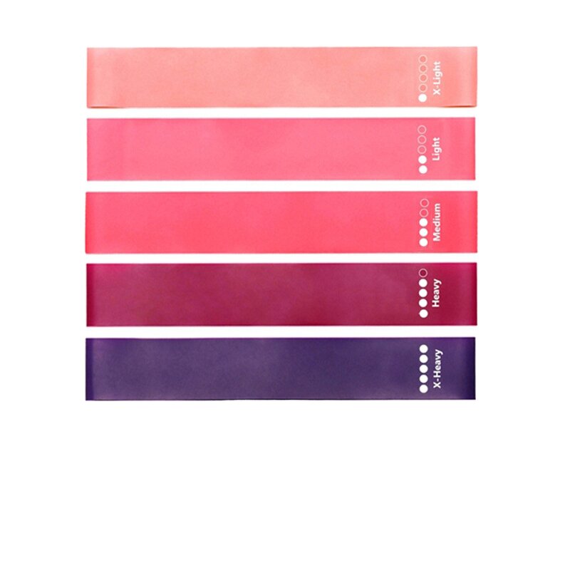 Gym Resistance Loop Bands - 5 Pack High Elastic Latex Rubber Home Exercise Tubes