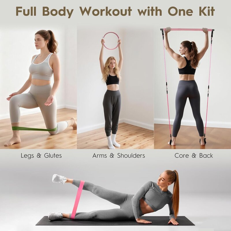 Pilates Beginner Kit - 9-Piece Yoga Ball Resistance Bands Home Bodybuilding Set