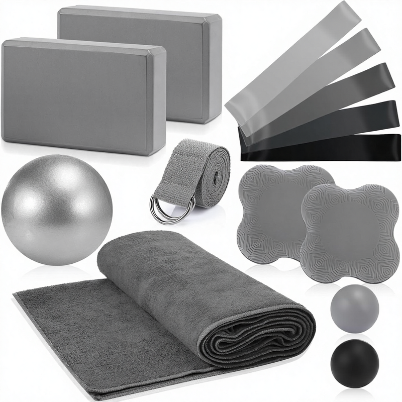 Yoga Pilates Kit - 14-Piece Hot Towel Blocks Knee Pad Strap Exercise Band