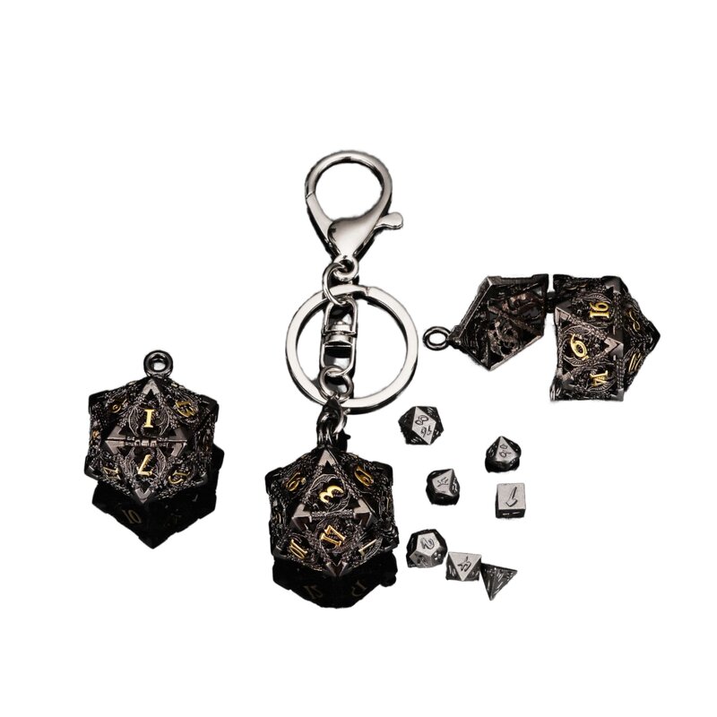 DND Dice Keychain - Mini 6mm Copper Polyhedral Dragon Collection RPG Tabletop Game