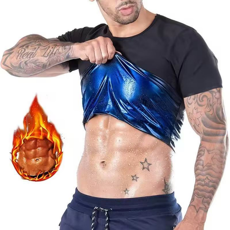 Men's Compression Sauna Suit - Quick-Drying Short Sleeve Tight-Fitting Workout Corset