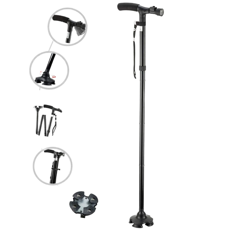 Trekking Cane - Lightweight Aluminum Alloy 2-section Adjustable Rotating Base Rubber Tip