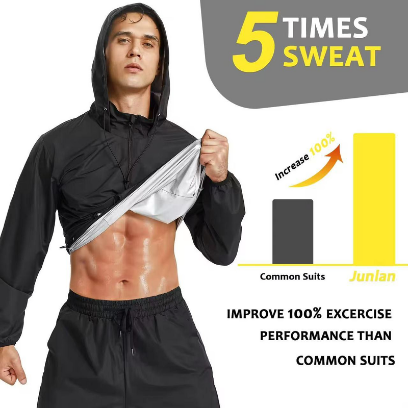 Men's Sauna Windbreaker - European American Large Size Hooded Breathable Fitness Jacket