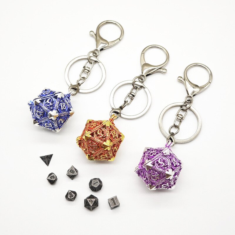 DND Dice Keychain - Mini 6mm Copper Polyhedral Dragon Collection RPG Tabletop Game