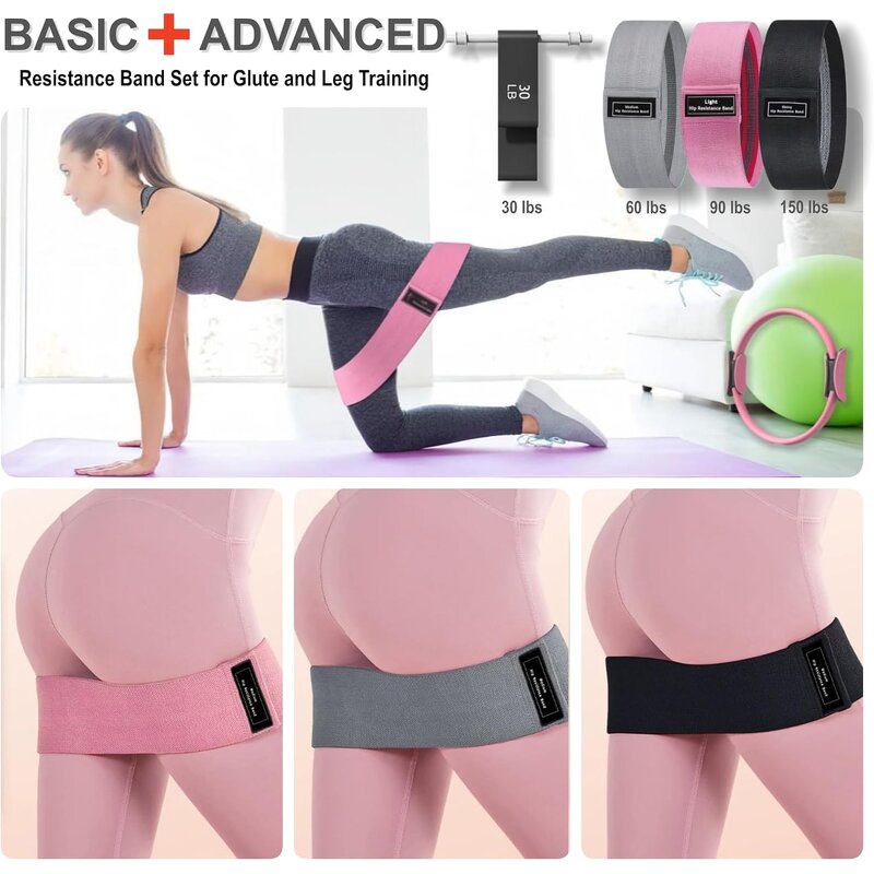 Women's Pilates Gym Kit - 15 Ring Ball Set Booty Bands Figure 8 Abs Workout