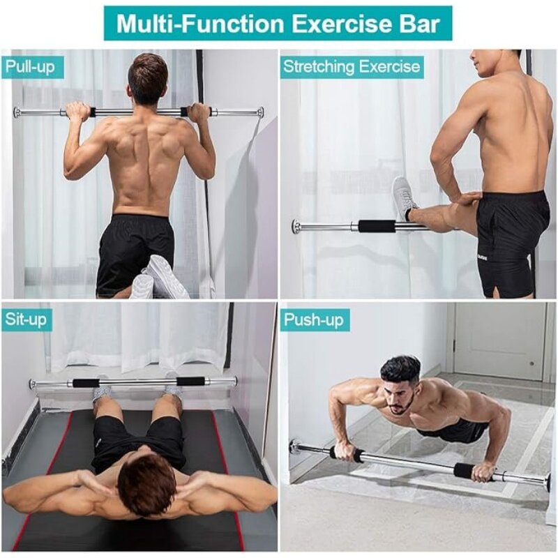Heavy Duty Pull-Up Bar - Adjustable Steel Iron Home Gym Upper Body Doorway Trainer